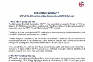 挪威足协官方:正式要求FIFA严查和平奖、巴洛贡事件、FFE项目